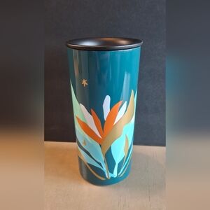 Starbucks Teal and Orange Leaf Mug